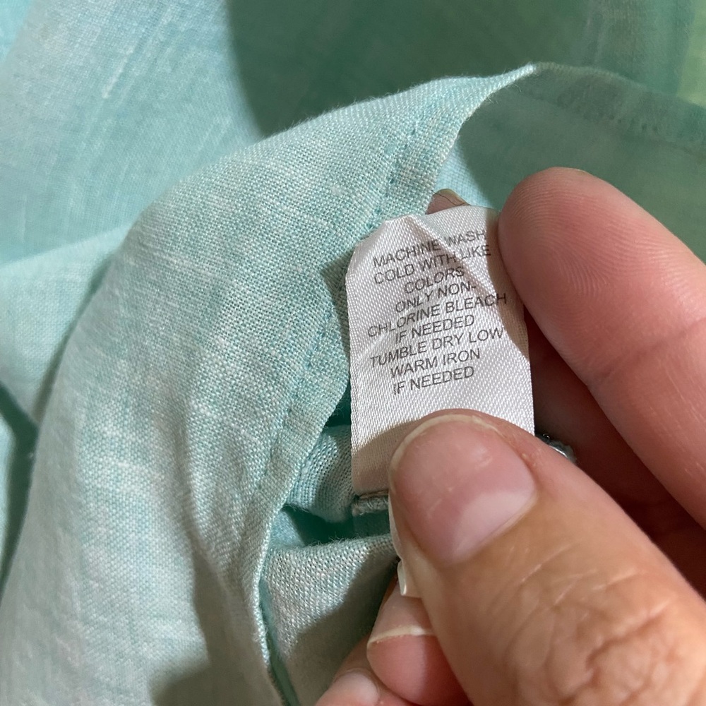 J. Jill Seafoam Button-Down Linen Shirt size:L - Picture 10 of 10